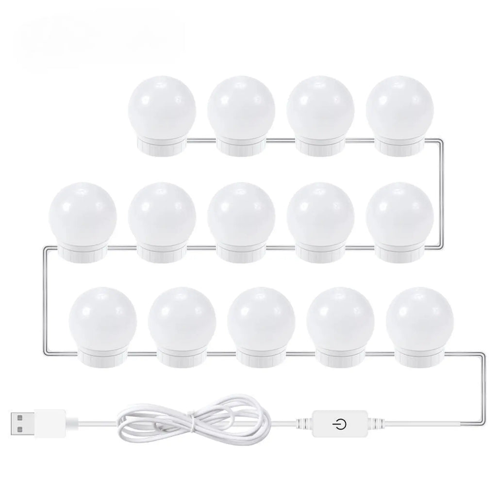 LED Mirror Light Bulbs with USB Touch Switch for Vanity & Dressing Table